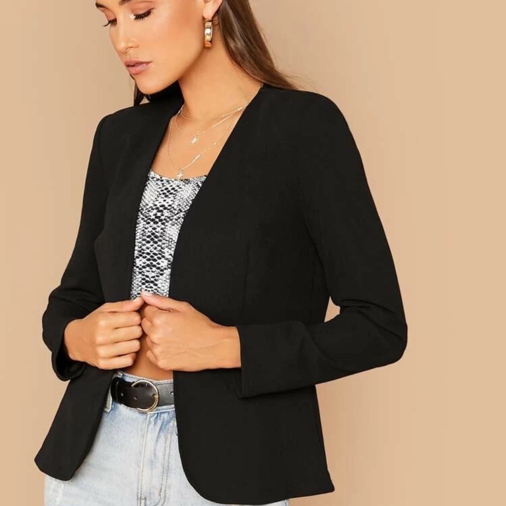 Blazer jacket business casual open front black